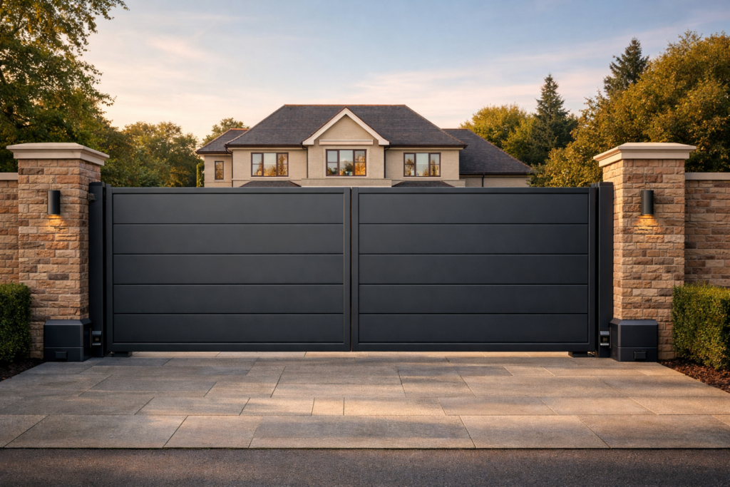 bespoke metal gates and railings Wimbledon London, electric driveway gates, custom steel railings installation, security gates SW London, outdoor garden railings Wimbledon