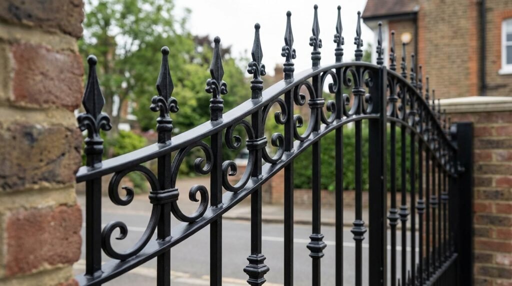 bespoke metal gates and railings Wimbledon London, electric driveway gates, custom steel railings installation, security gates SW London, outdoor garden railings Wimbledon