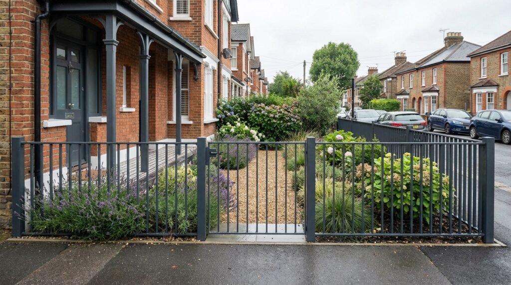 bespoke metal gates and railings Wimbledon London, electric driveway gates, custom steel railings installation, security gates SW London, outdoor garden railings Wimbledon