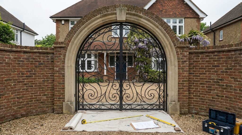 bespoke metal gates and railings Wimbledon London, electric driveway gates, custom steel railings installation, security gates SW London, outdoor garden railings Wimbledon