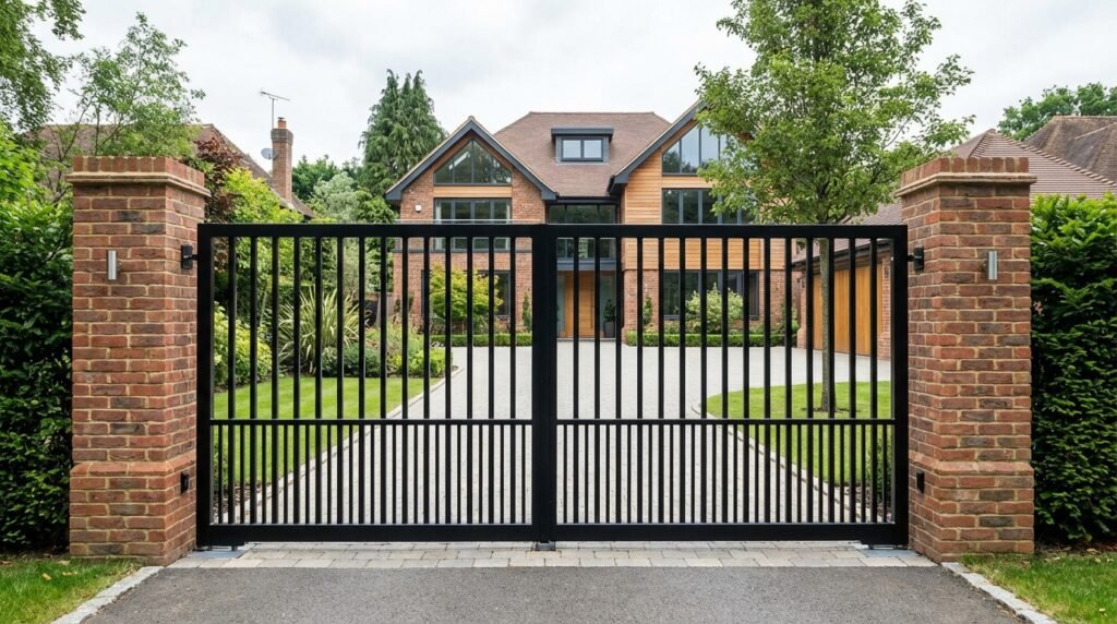 bespoke metal gates and railings Wimbledon London, electric driveway gates, custom steel railings installation, security gates SW London, outdoor garden railings Wimbledon