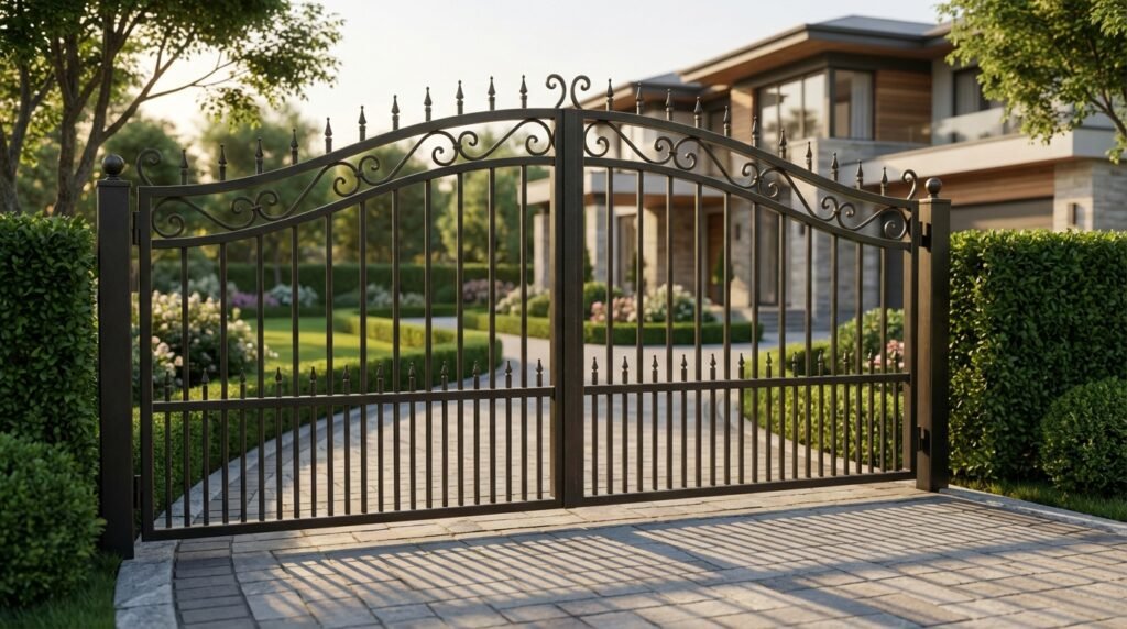 bespoke metal gates and railings Wimbledon London, electric driveway gates, custom steel railings installation, security gates SW London, outdoor garden railings Wimbledon