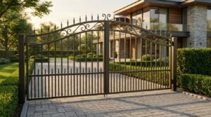 bespoke metal gates and railings Wimbledon London, electric driveway gates, custom steel railings installation, security gates SW London, outdoor garden railings Wimbledon