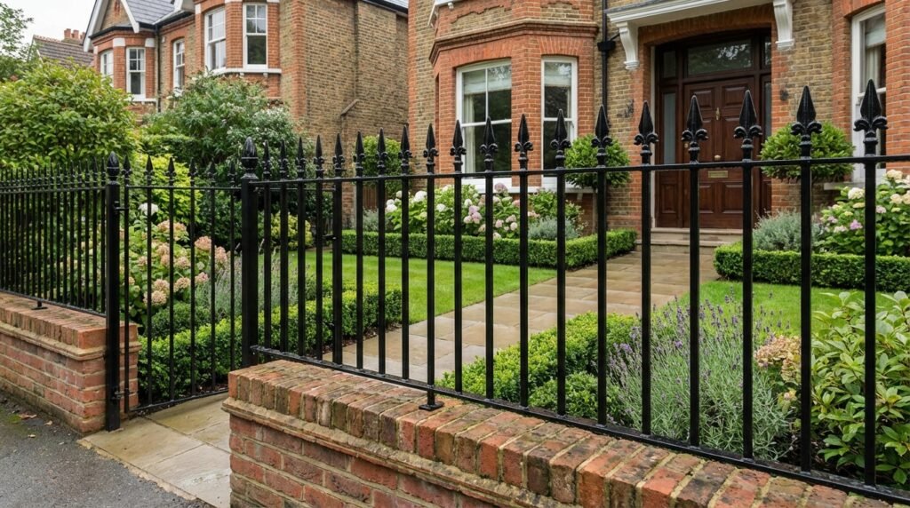 bespoke metal gates and railings Wimbledon London, electric driveway gates, custom steel railings installation, security gates SW London, outdoor garden railings Wimbledon